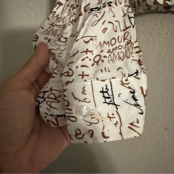 Milk & Honey print crop front twist dress shirt size medium - Picture 5 of 10